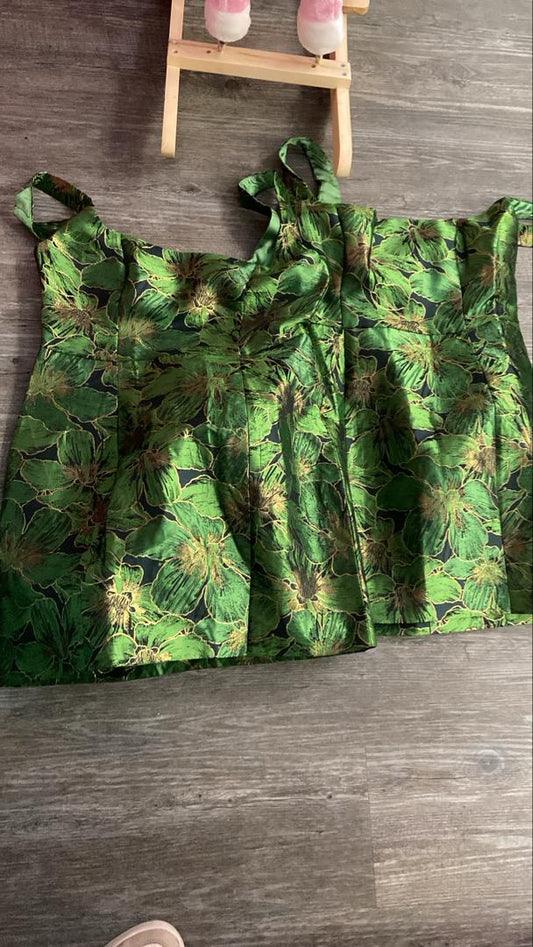 Vestido corto verde estampado cb