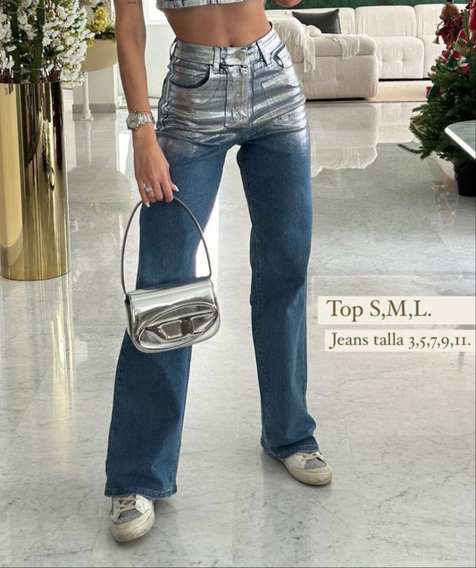 Jeans plateado