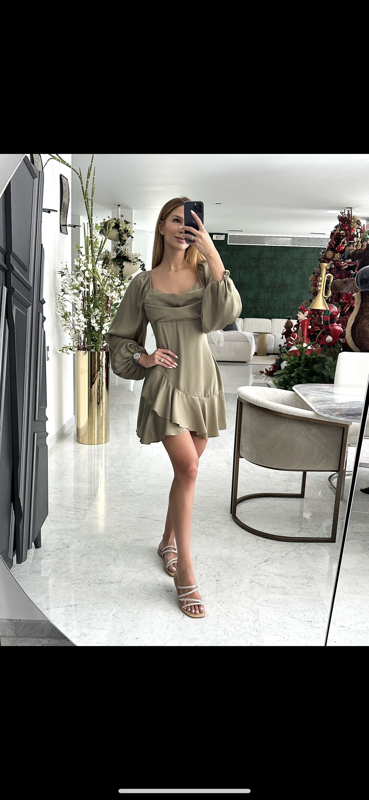 Vestido verde de seda mangalarga