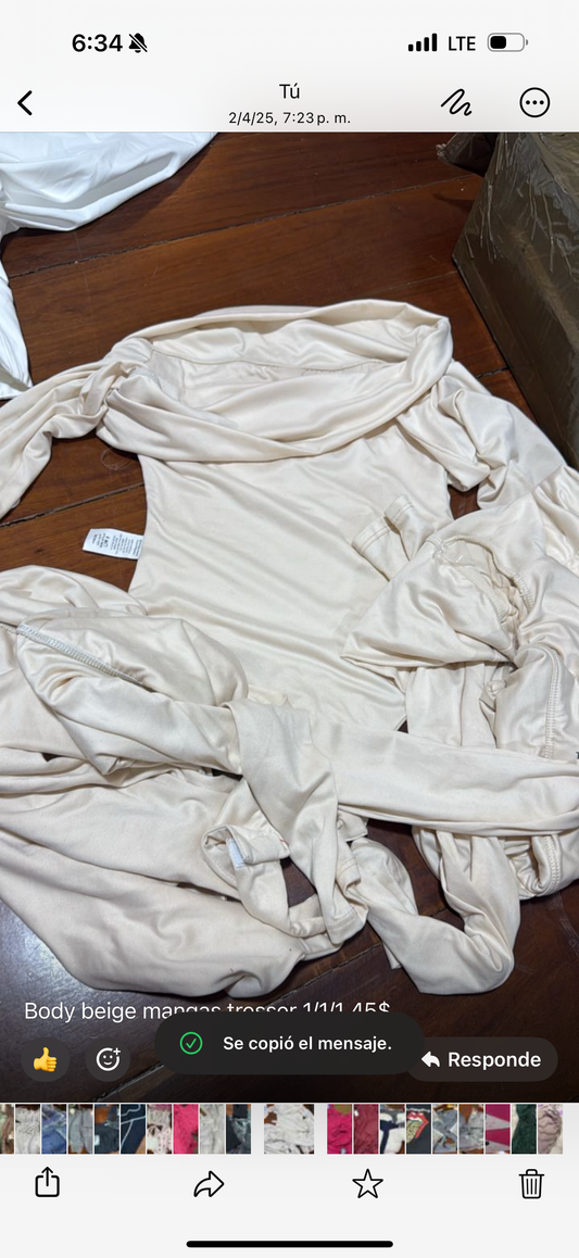 Body beige mangas tresser
