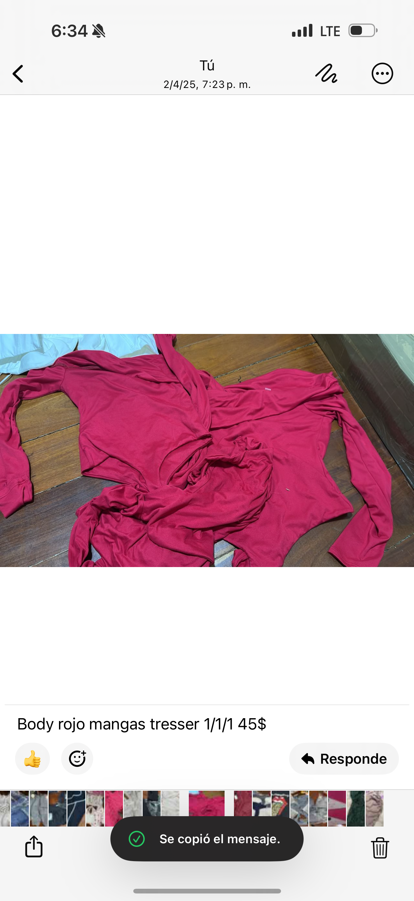 Body rojo mangas tresser