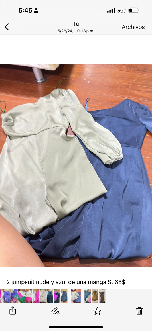 Jumpsuit verde y azul de una manga S