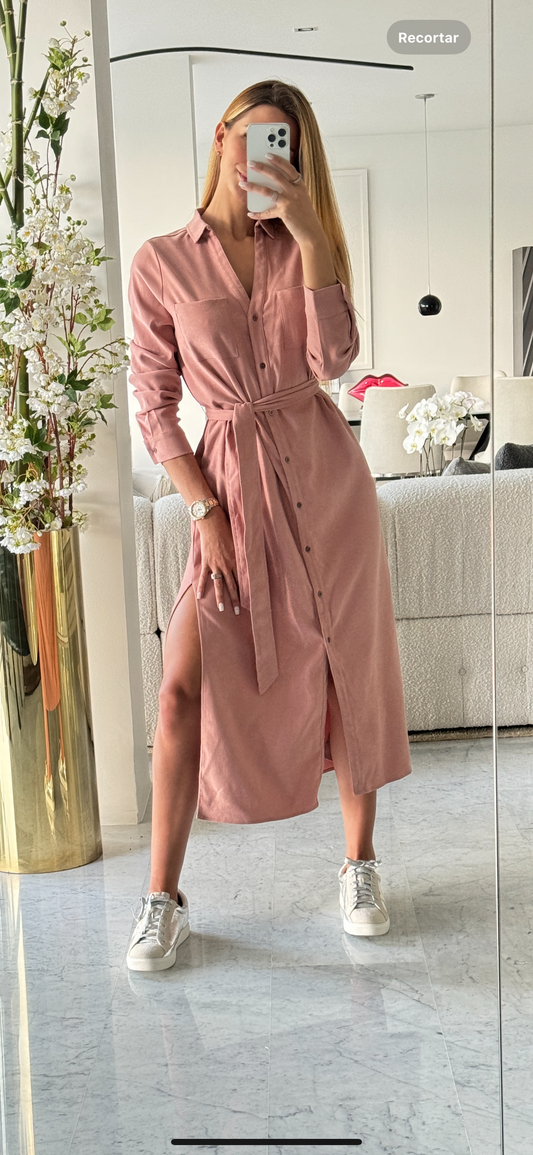 Vestido rosado de pana S/M