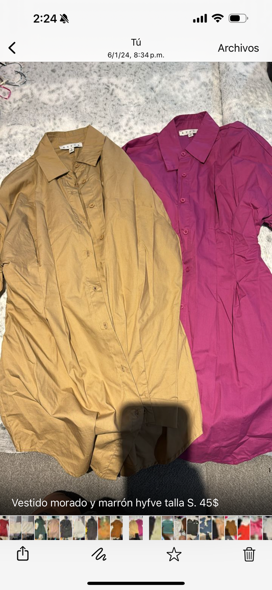 Vestido morado marrón y negro  hyfve talla S