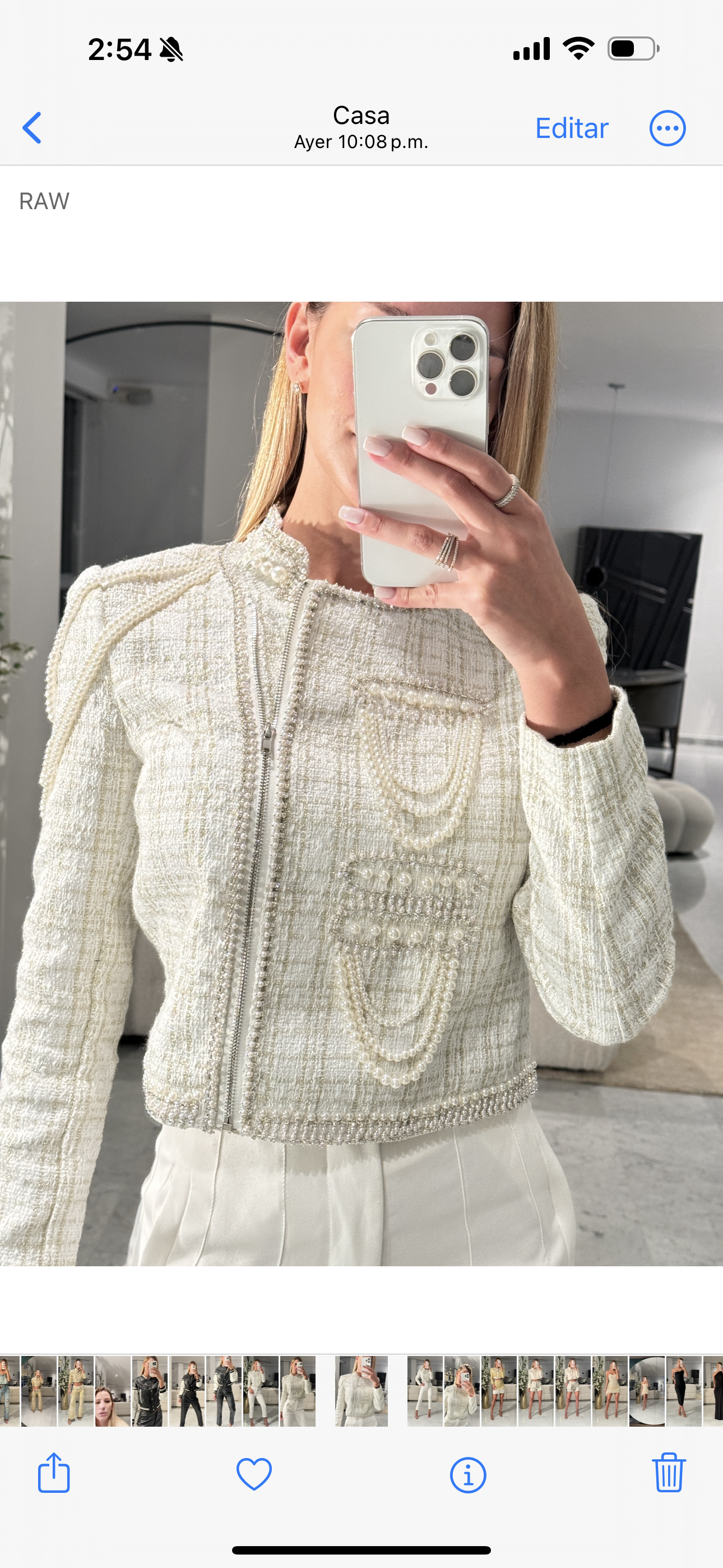 Blazer con perlas blanco