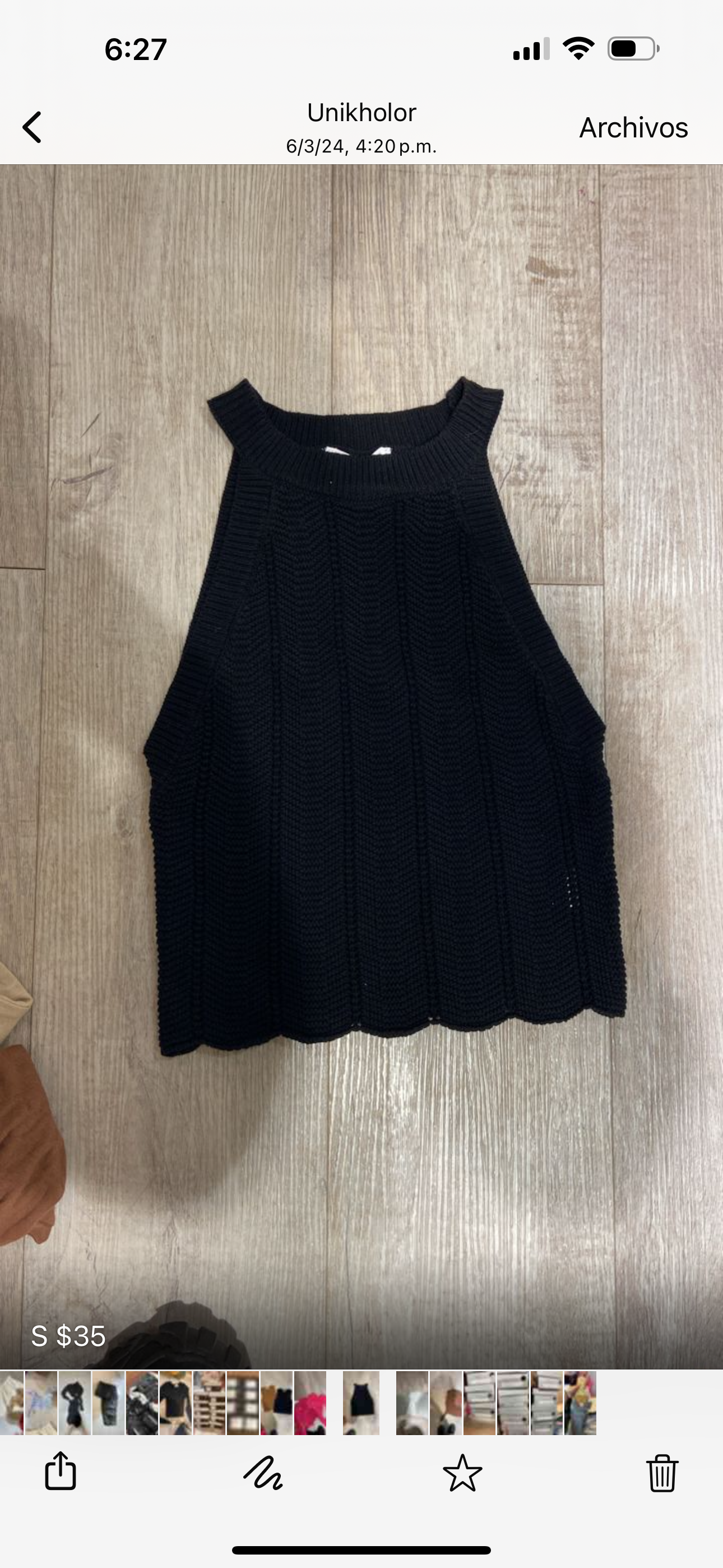 Top tejido negro S