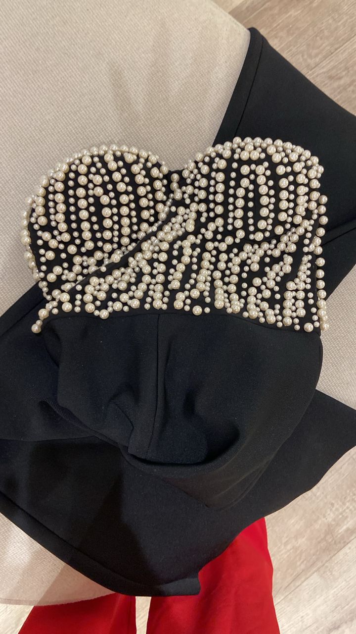 Jumpsuit bandage negro con perlas cb 2 M