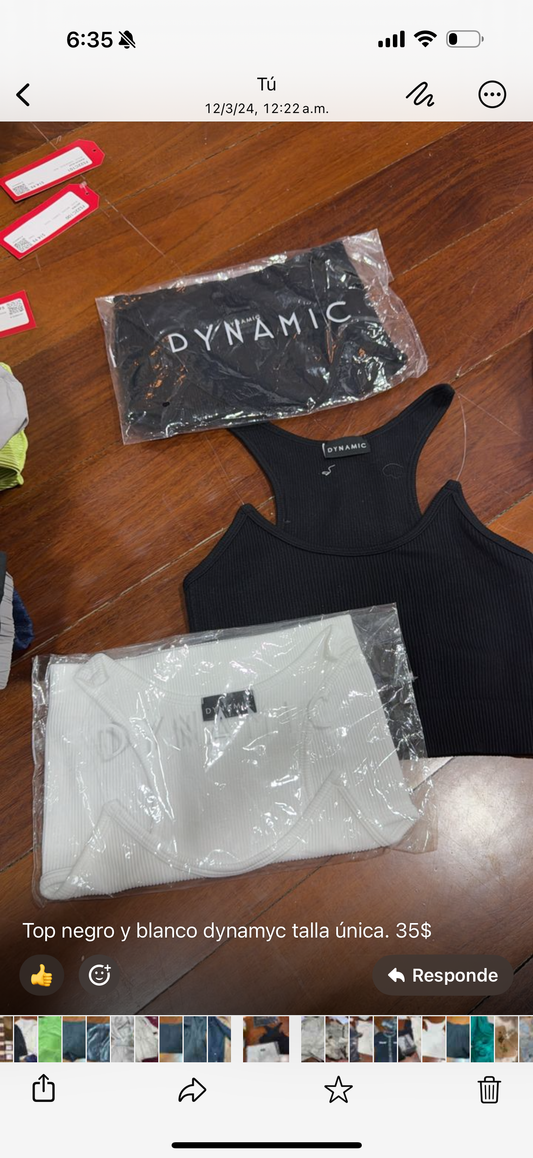 Top negro y blanco dynamyc talla única.