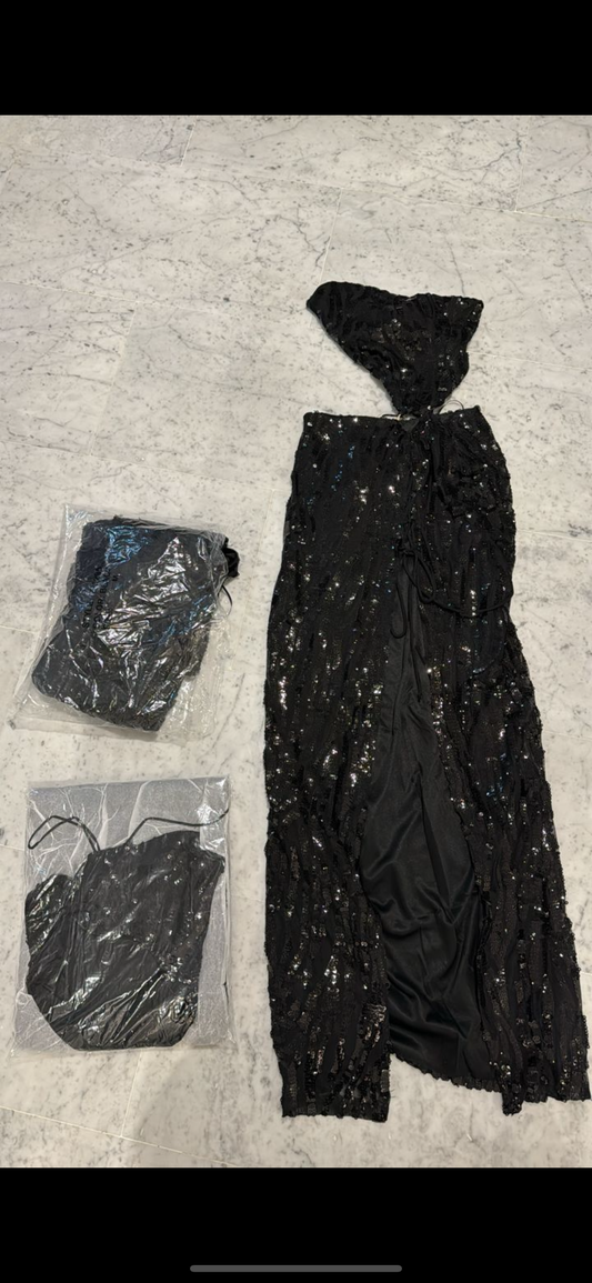Vestido negro de lentejuela Blanc