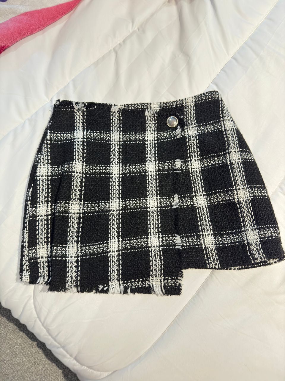 Falda de cuadros negro con blanco