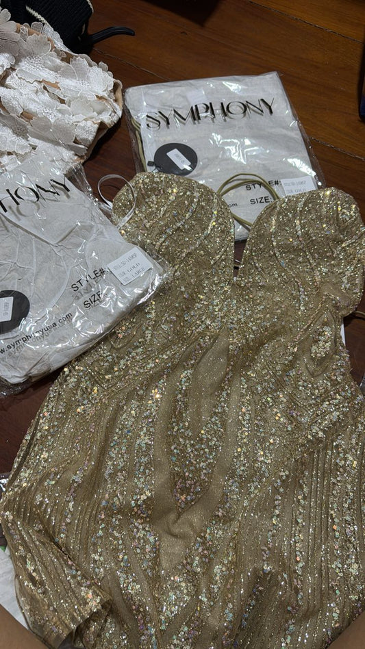 Vestido brillante dorado symphony