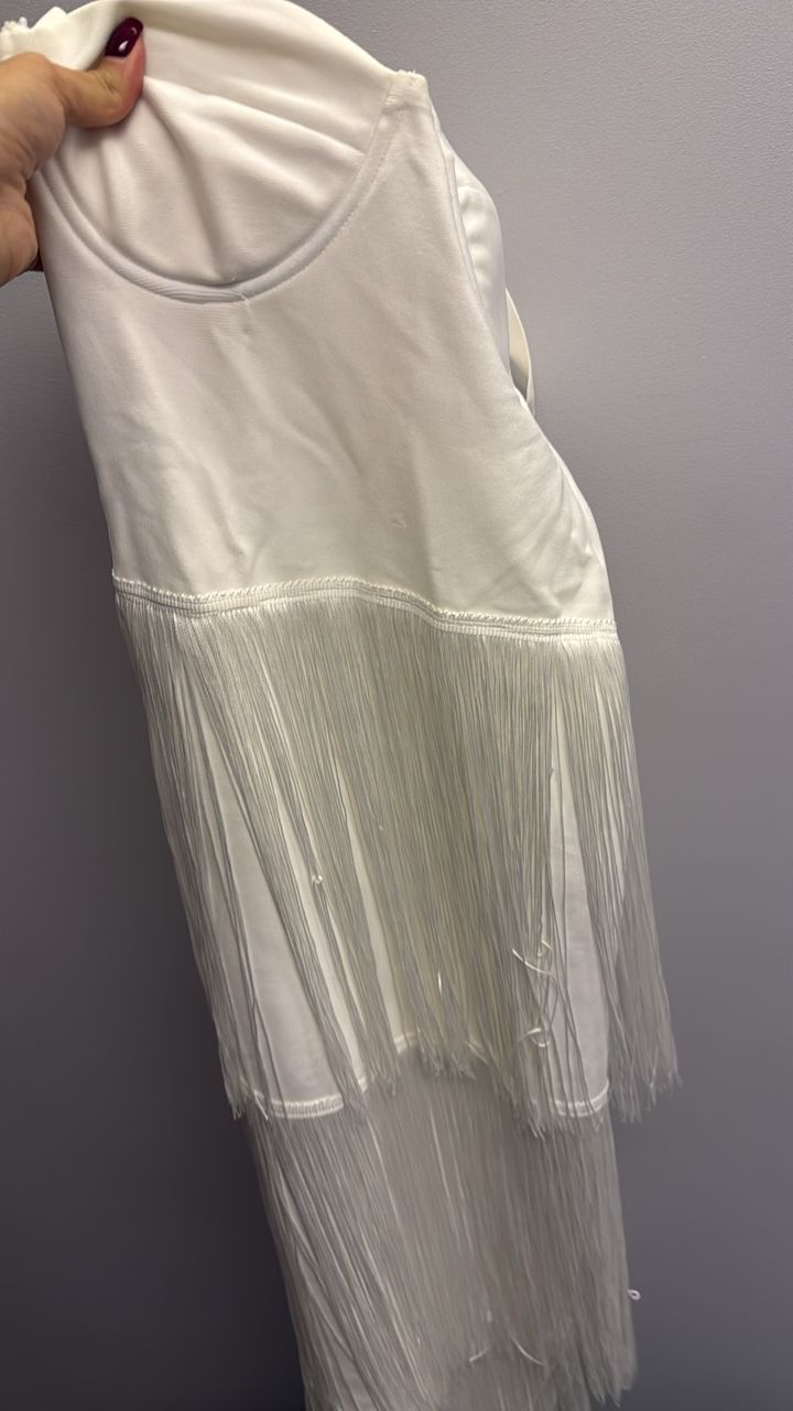 Vestido blanco flecos cb