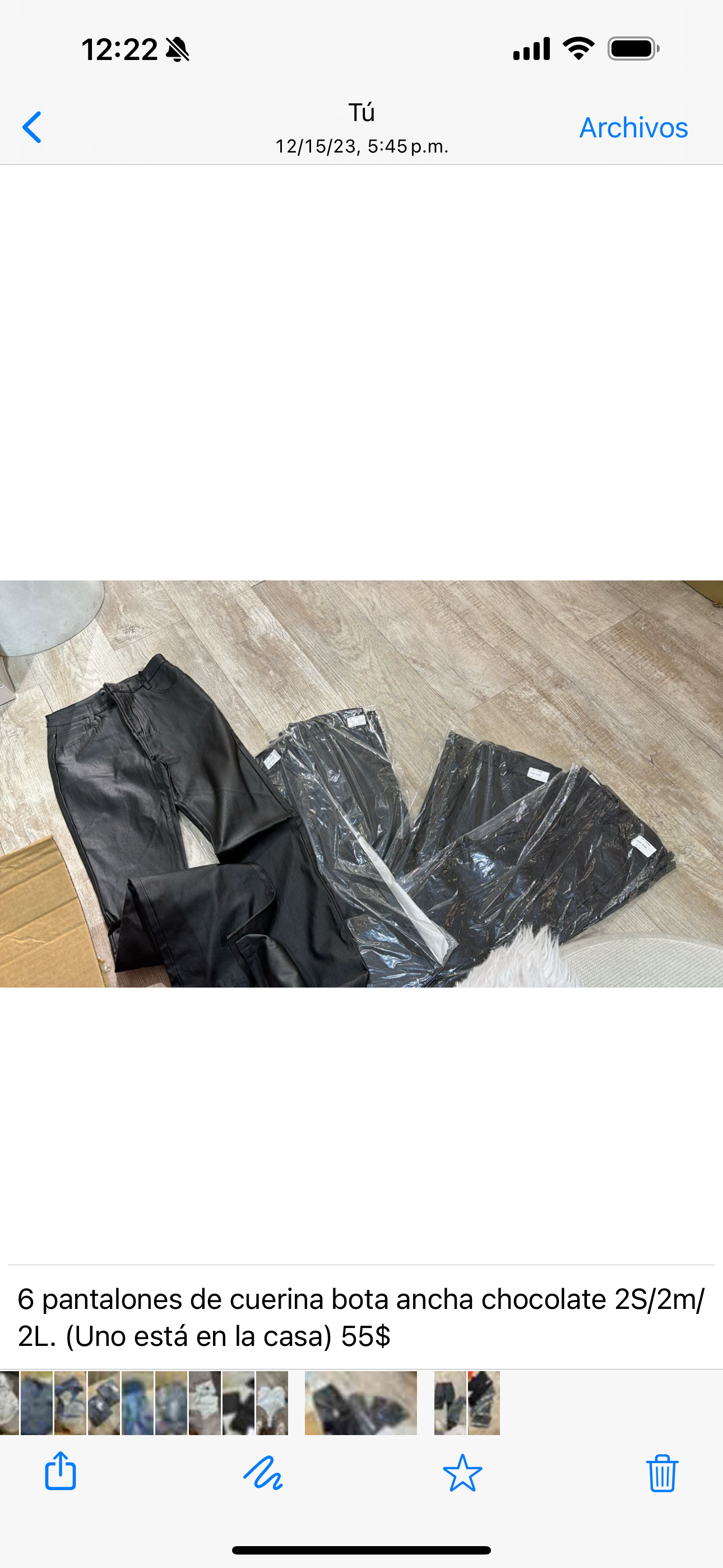 Pantalon negro de cuerina bota ancha chocolate