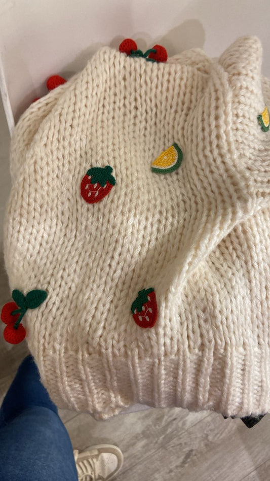 Sweater tejido crochet cerezas.