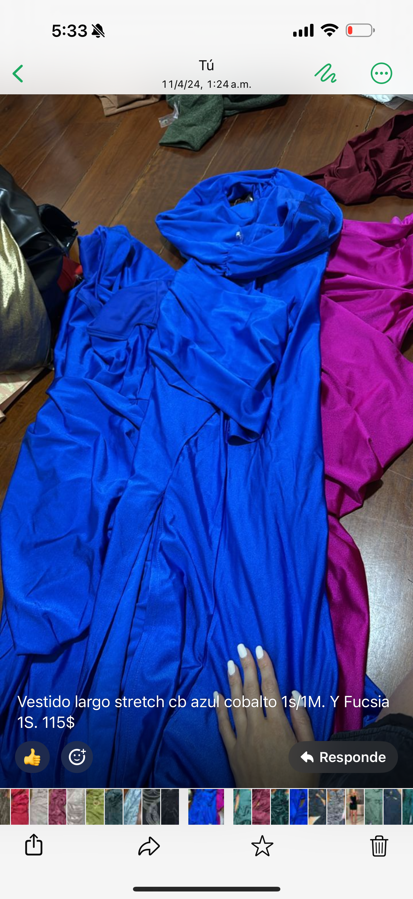 Vestido largo stretch cb azul cobalto y fucsia