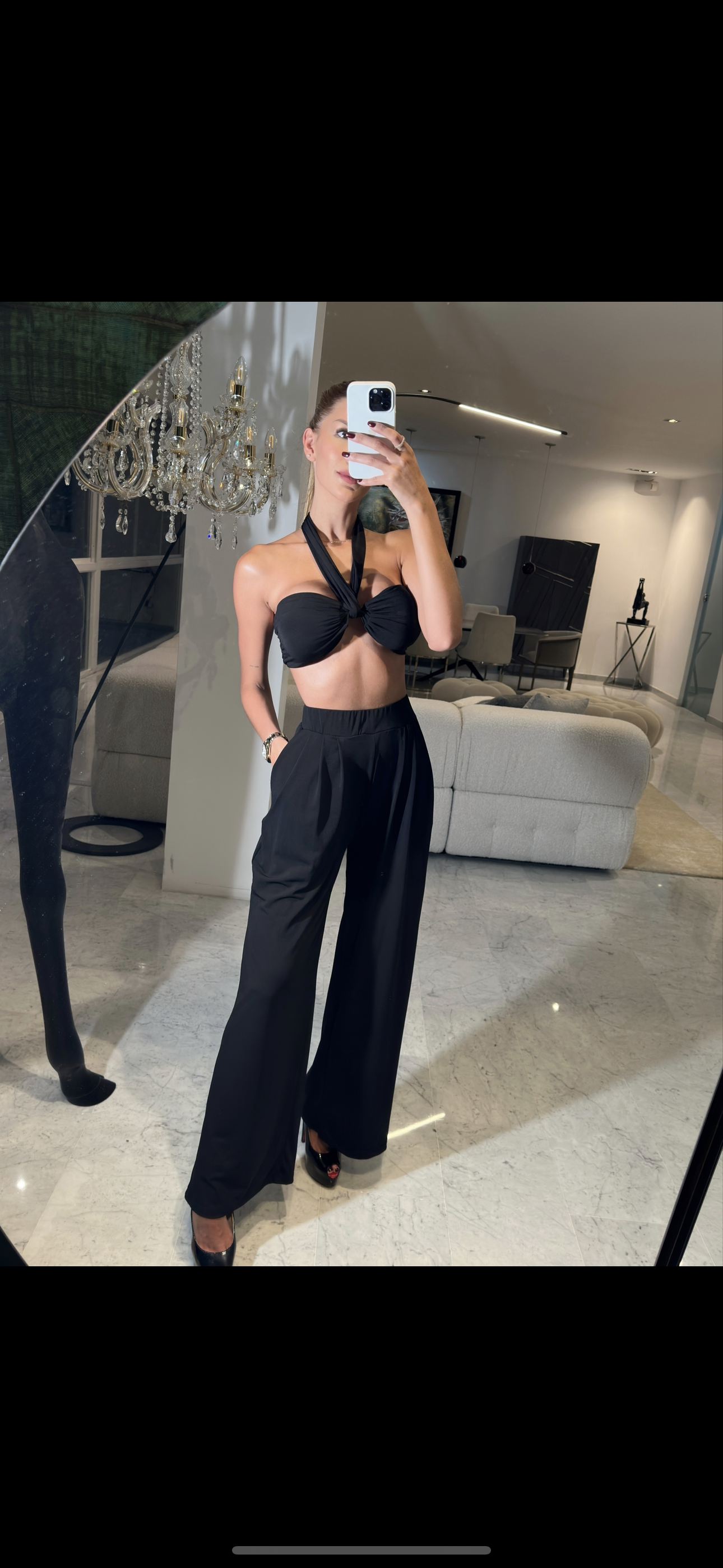 Set negro de top y pant ancho
