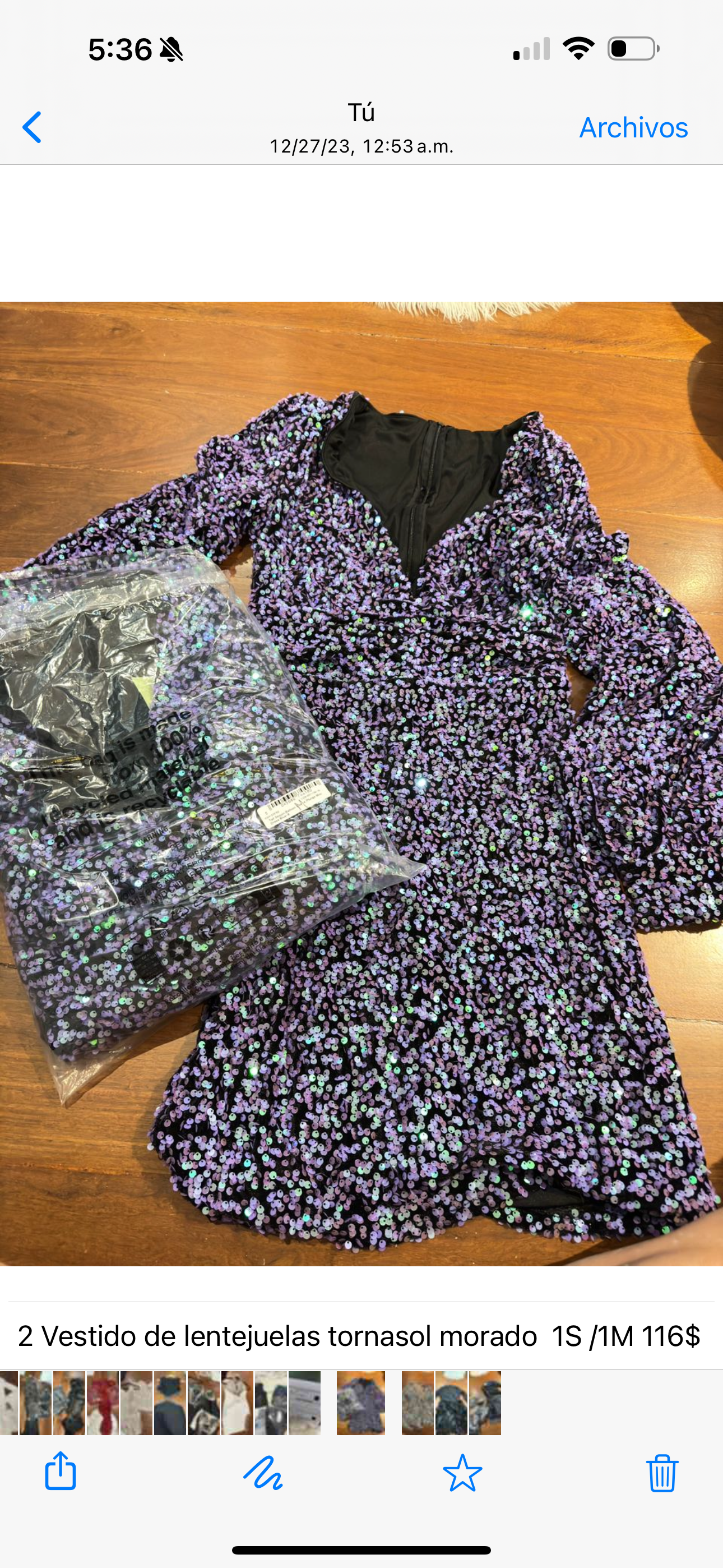 Vestido de lentejuelas tornasol morado cb