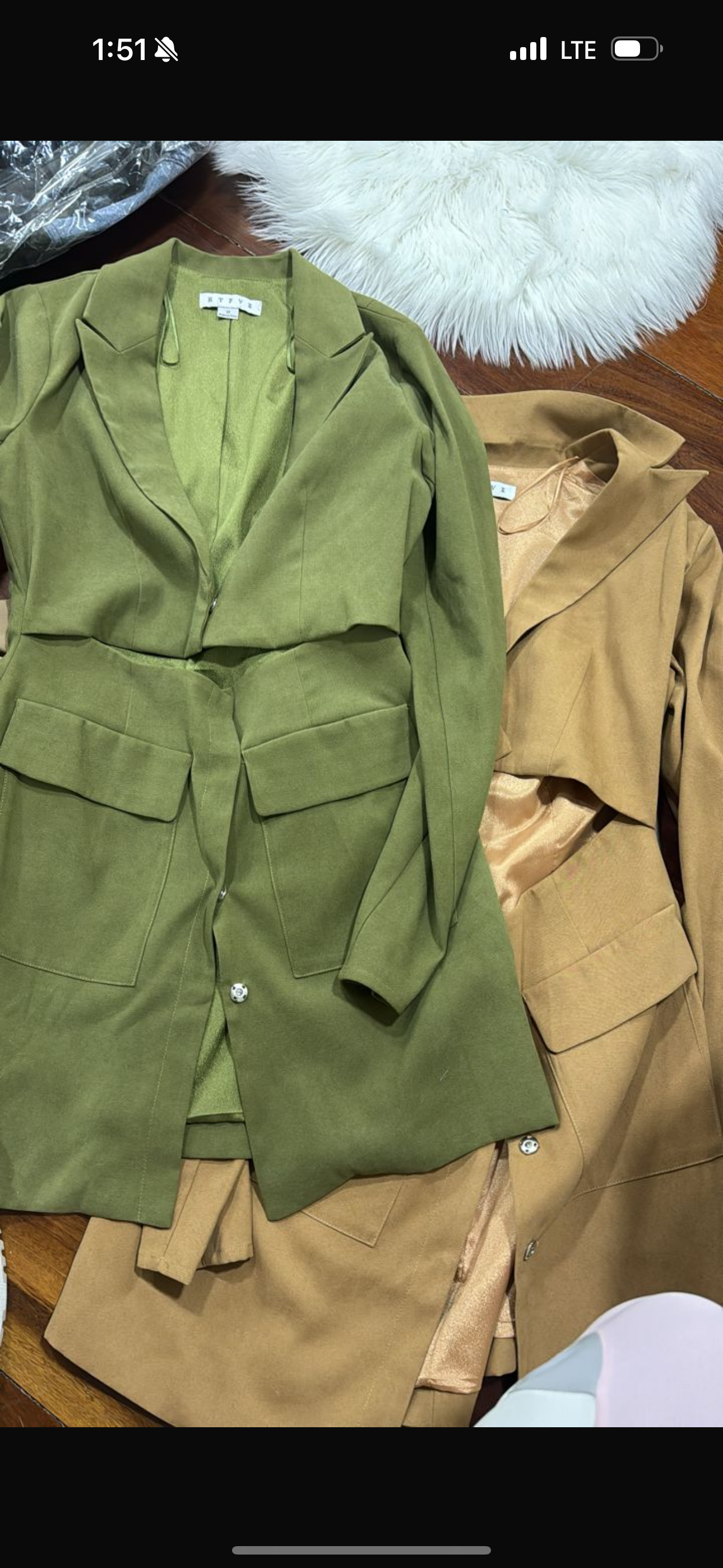Vestido blazer verde y marrón hyfve talla S.