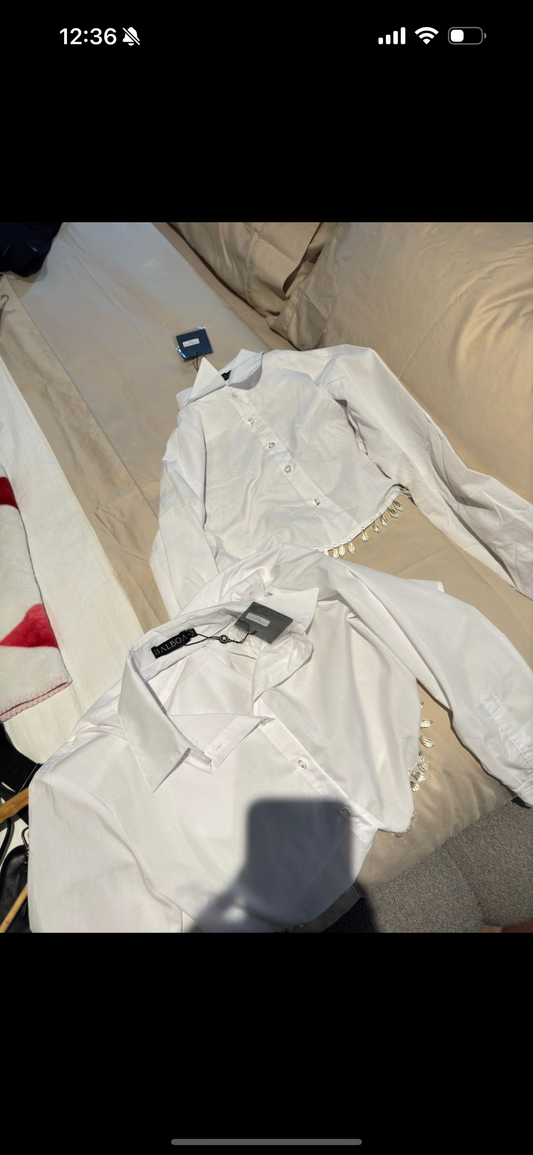 Camisa mangalarga con brillantes blanca