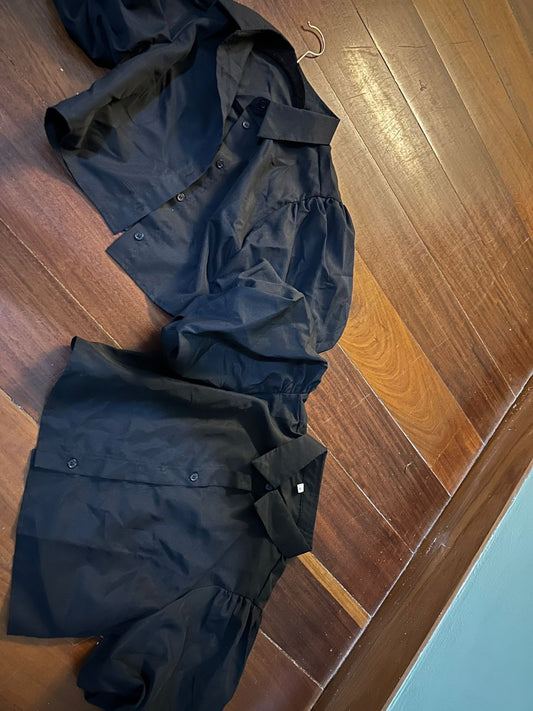 Camisa negra mangas bombache