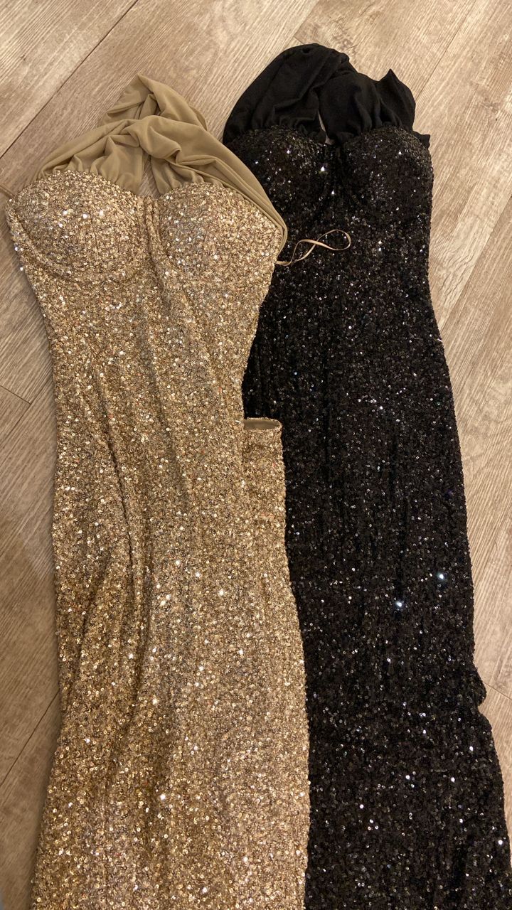 Vestido negro y dorado de lentejuelas  cb