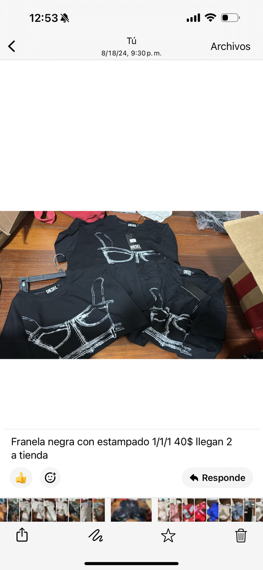 Franela negra con estampado