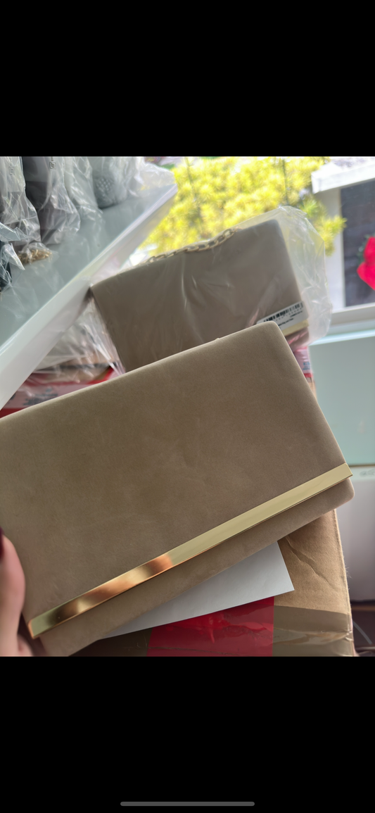 Clutch nude con dorado terciopelo