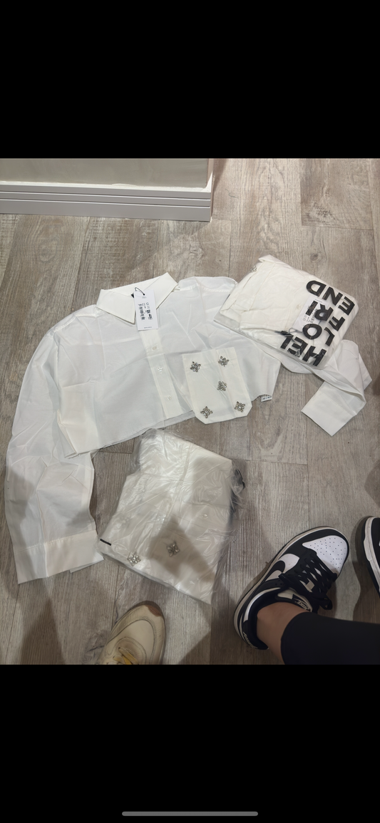 Camisas top blanca de brillantes