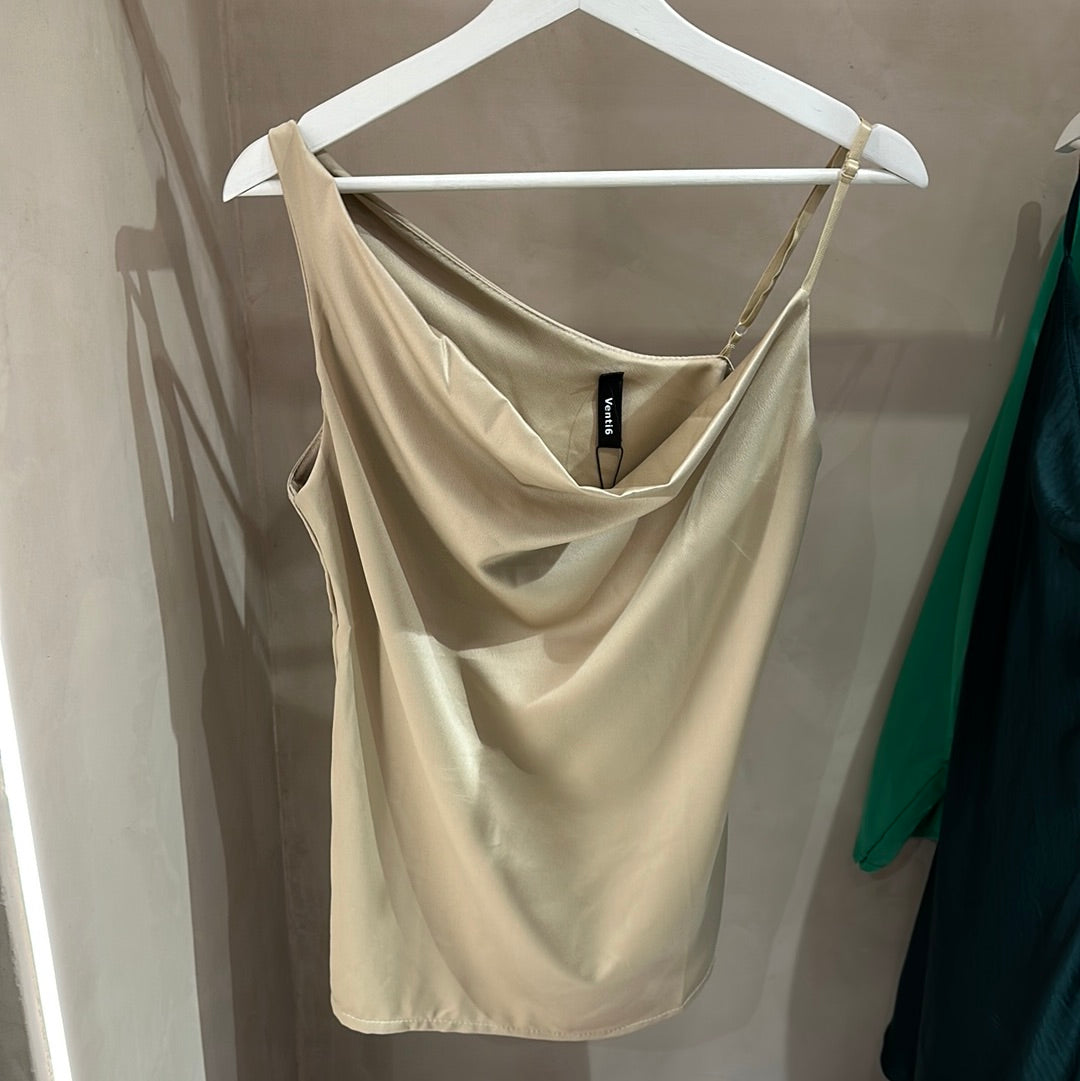Top de tiras champagne