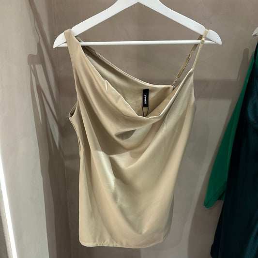 Top de tiras champagne
