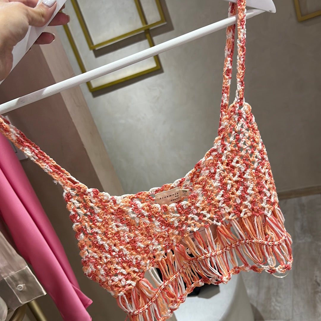 Croptop tejido salmón/naranja