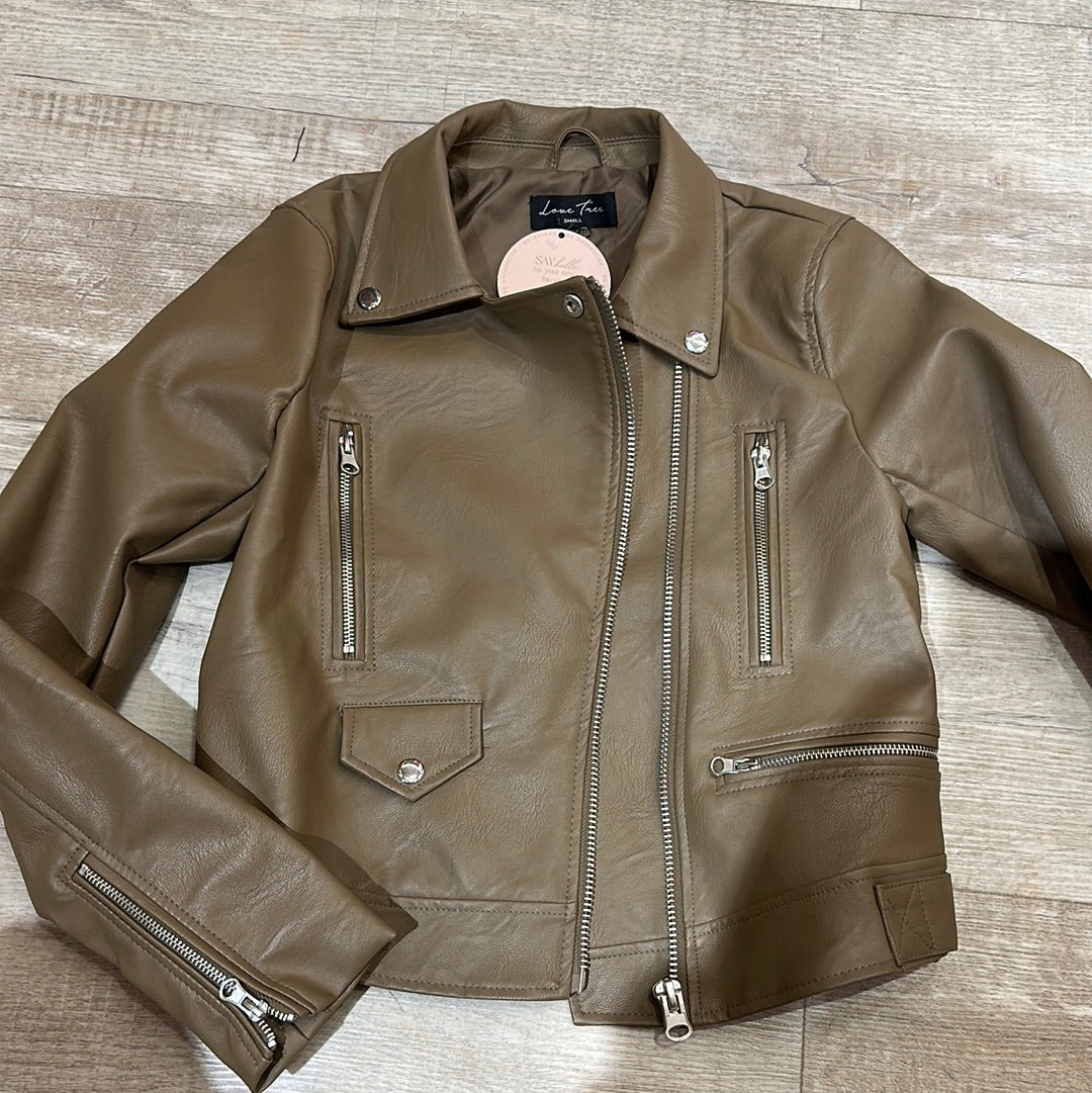 Chaqueta de cuero marrón