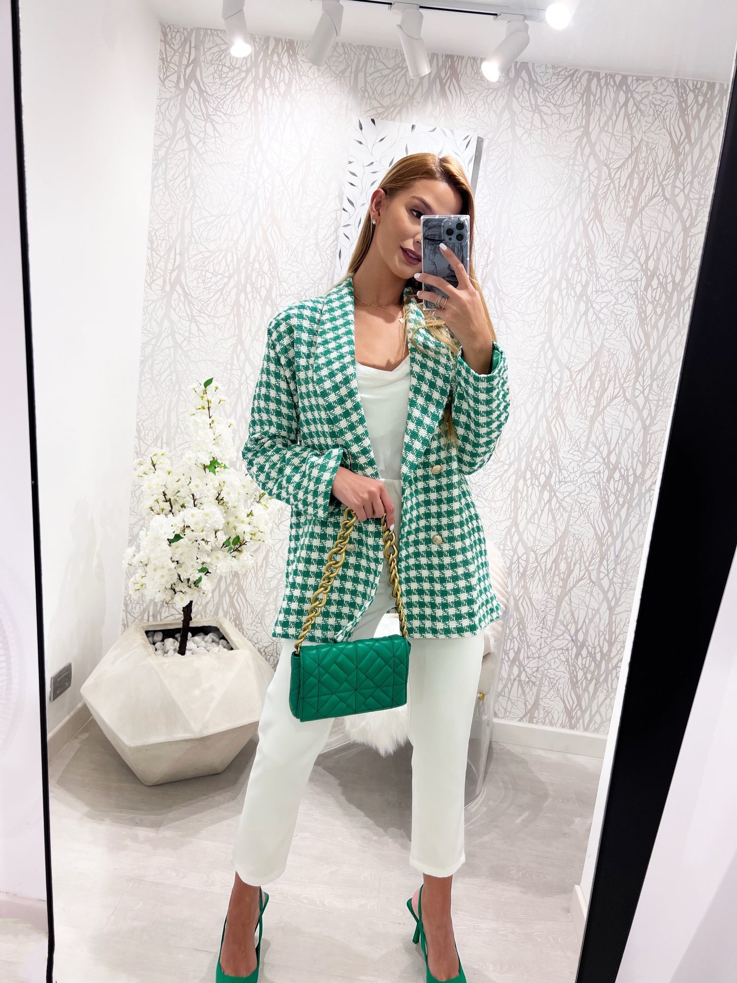 Blazer verde de cuadros